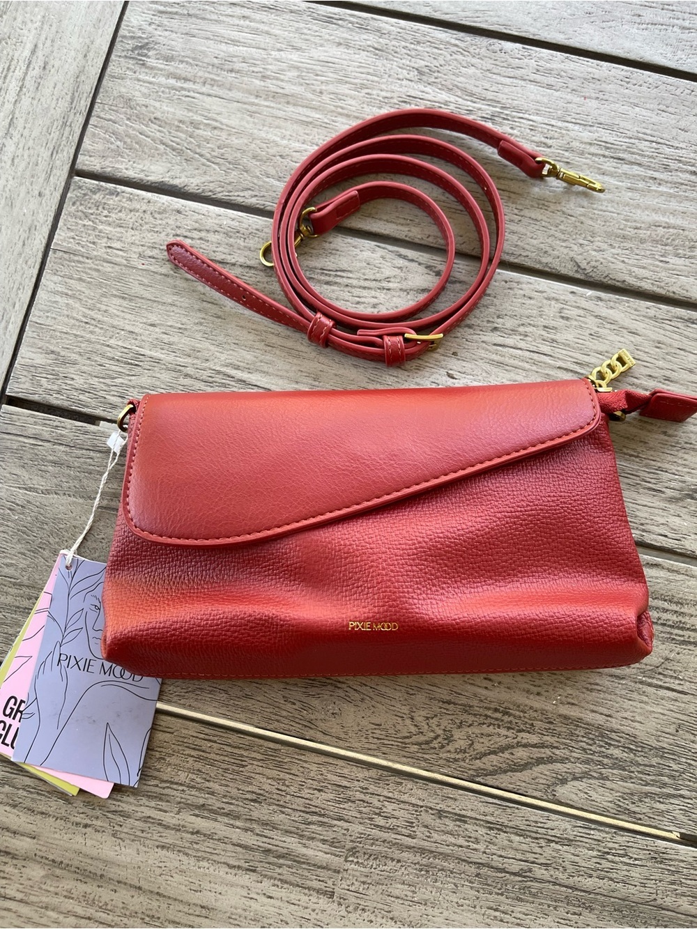 Pixie Mood Gracie Scarlet Cranberry Pebbled Vegan Leather Crossbody NWT